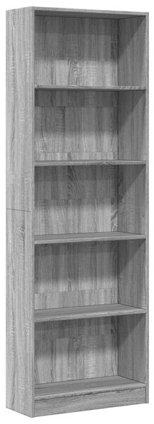 Szürke sonoma színű szerelt fa könyvespolc 60 x 24 x 176 cm