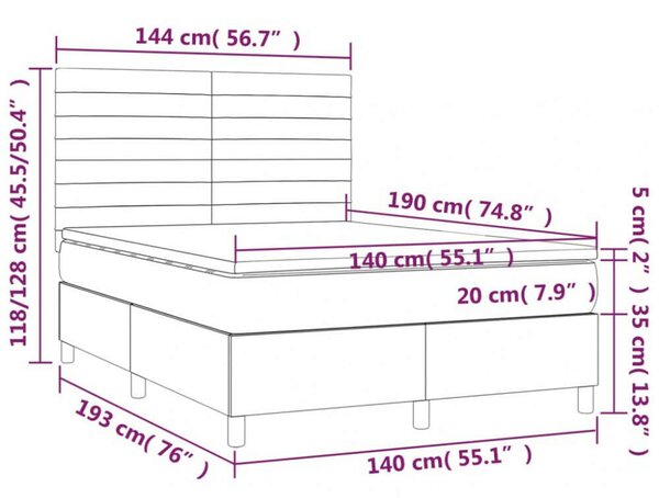 VidaXL sötétkék bársony rugós ágy matraccal 140x190 cm