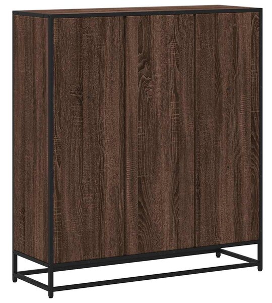 Barna tölgy szerelt fa és fém könyvszekrény 97,5x33x107,5 cm