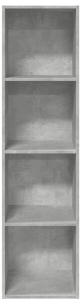 Betonszürke szerelt fa könyvespolc 40 x 30 x 152 cm