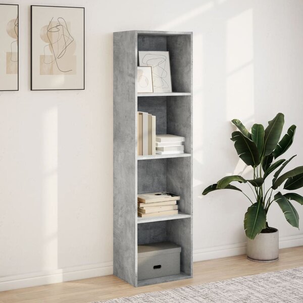 Betonszürke szerelt fa könyvespolc 40 x 30 x 152 cm