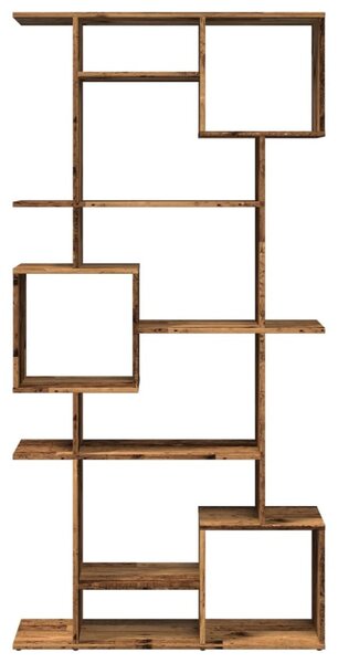 Antik fa színű szerelt fa könyvszekrény 92 x 29 x 188 cm
