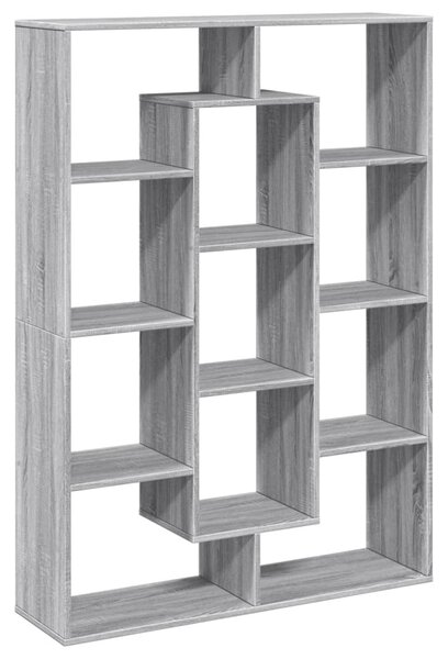 Szürke sonoma színű szerelt fa könyvszekrény 102 x 29 x 143 cm