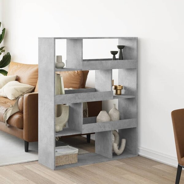 Betonszürke szerelt fa térelválasztó 100 x 33 x 125,5 cm