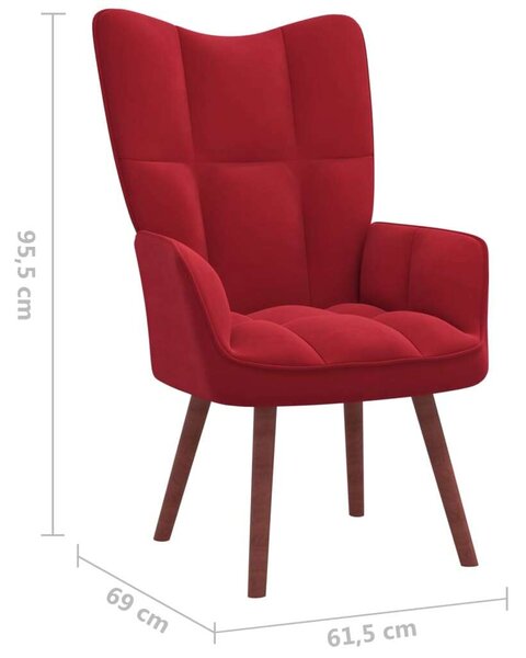 VidaXL Bordó Bársony Pihenőszék - 61,5x69x95,5 cm