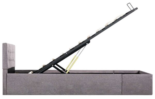 VidaXL tópszínű szövet ágykeret hidraulikus tárolóval 90 x 200 cm
