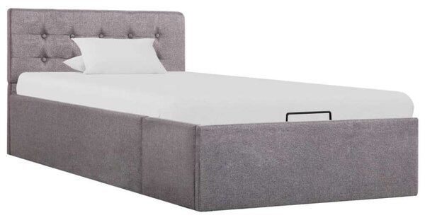 VidaXL tópszínű szövet ágykeret hidraulikus tárolóval 90 x 200 cm
