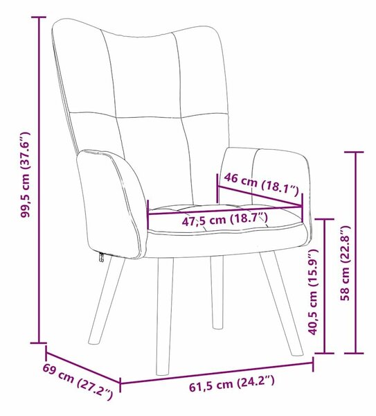 VidaXL Bordó Bársony Pihenőszék - 61,5x69x95,5 cm