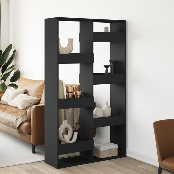 Fekete szerelt fa térelválasztó 100 x 33 x 175 cm