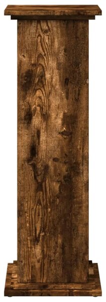 Füstös tölgy szerelt fa bemutatóállvány tárolóval 31x30x90 cm