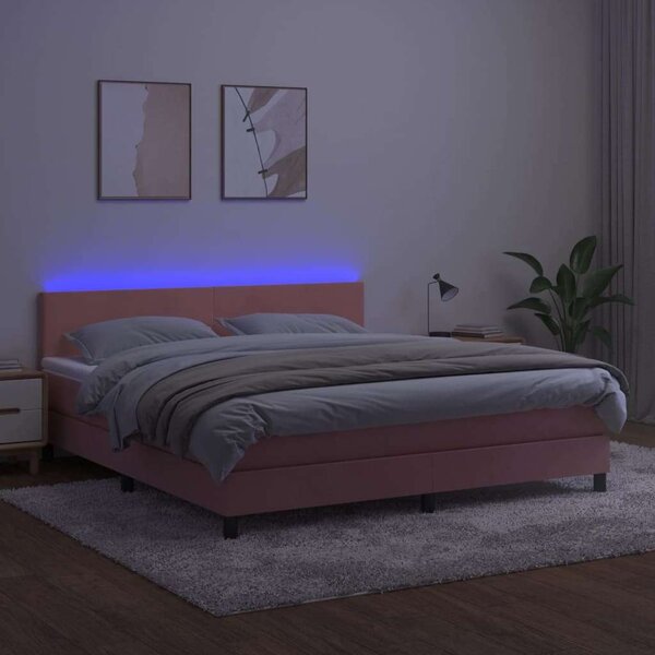 VidaXL - Bársony Ágy LED-del - 160x200 cm