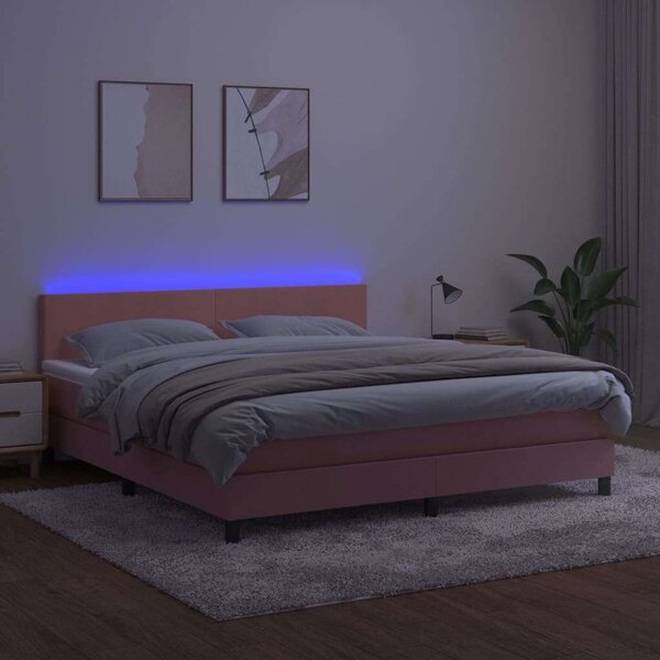 VidaXL - Bársony Ágy LED-del - 160x200 cm