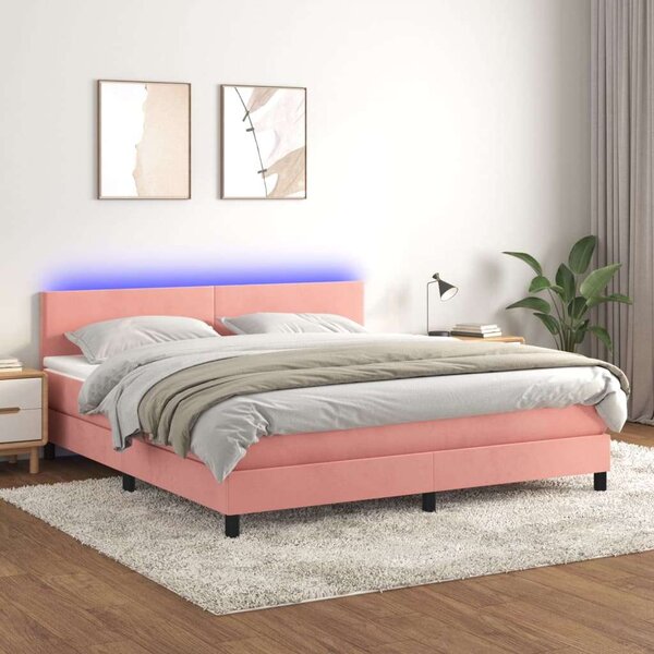 VidaXL - Bársony Ágy LED-del - 160x200 cm