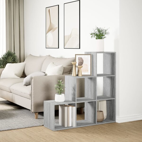3 szintes szürke sonoma fa elválasztó könyvespolc 99x29x99 cm