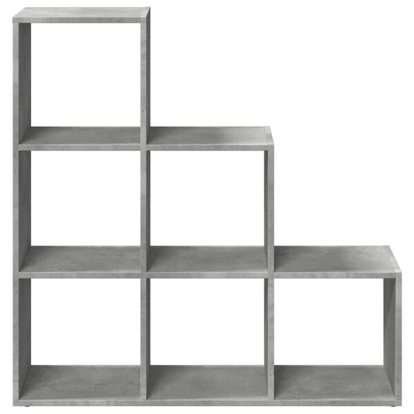 3 szintes betonszürke fa térelválasztó könyvespolc 99x29x99 cm