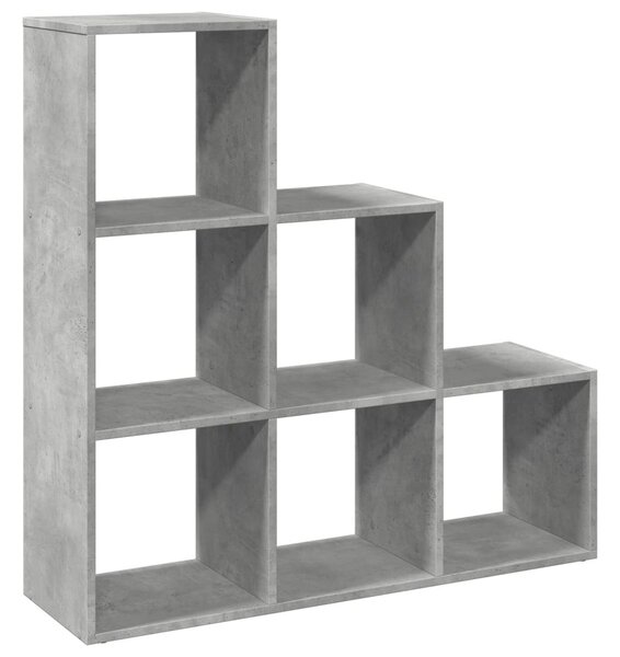 3 szintes betonszürke fa térelválasztó könyvespolc 99x29x99 cm