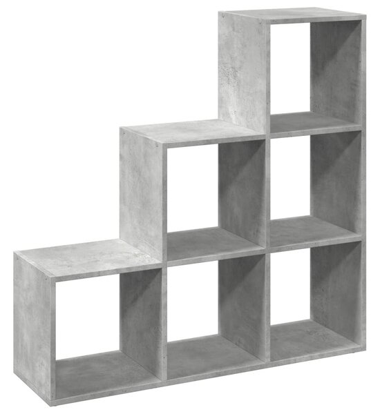 3 szintes betonszürke fa térelválasztó könyvespolc 99x29x99 cm