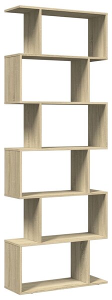 6 szintes sonoma tölgy fa elválasztó könyvespolc 70x24x193 cm