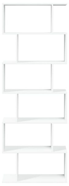 6 szintes fehér szerelt fa elválasztó könyvespolc 70x24x193 cm