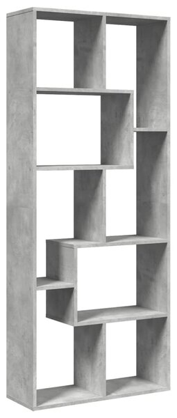 Betonszürke szerelt fa elválasztó könyvespolc 67x25x161,5 cm