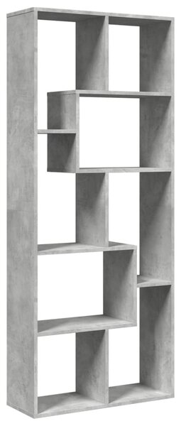 Betonszürke szerelt fa elválasztó könyvespolc 67x25x161,5 cm