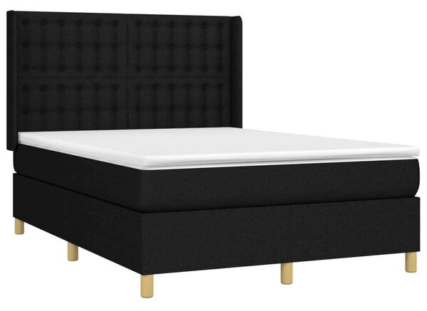 VidaXL fekete szövet rugós és LED-es ágy matraccal 140x190 cm