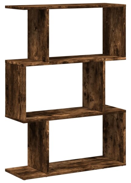 3 szintes füstös tölgy fa elválasztó könyvespolc 70x24x97 cm