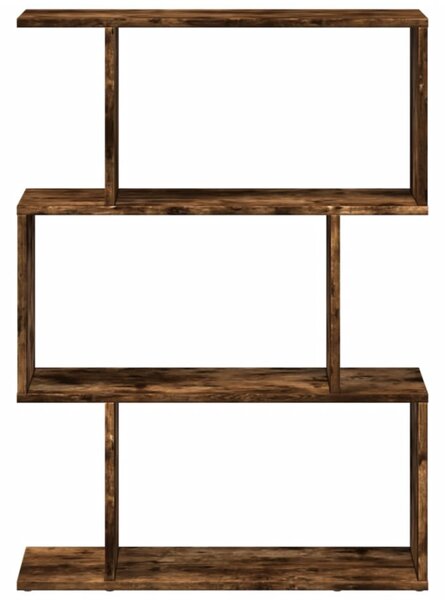 3 szintes füstös tölgy fa elválasztó könyvespolc 70x24x97 cm