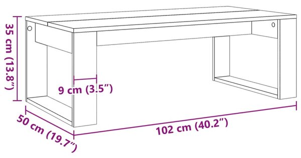 Antik fa színű szerelt fa dohányzóasztal 102 x 50 x 35 cm