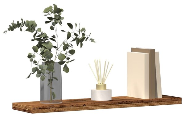 4 db antik fa színű szerelt fa fali polc 40 x 10 x 1,5 cm