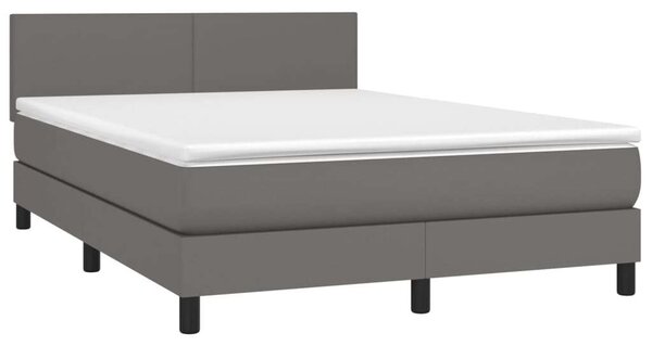 VidaXL szürke műbőr rugós ágy matraccal és LED-del 140x200 cm