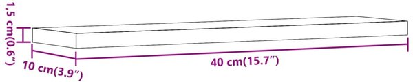 4 db antik fa színű szerelt fa fali polc 40 x 10 x 1,5 cm