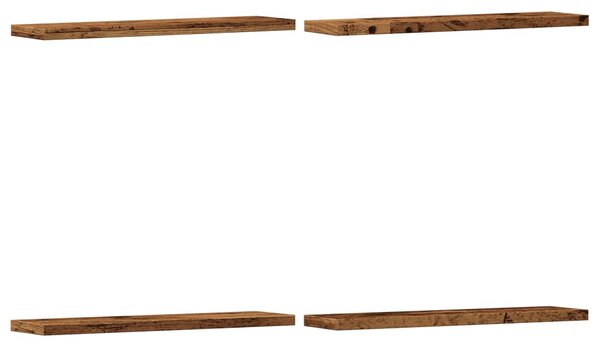 4 db antik fa színű szerelt fa fali polc 40 x 10 x 1,5 cm