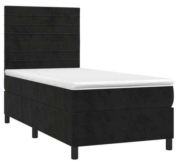VidaXL Ágy - Fekete Bársony - 90x190 cm - LED