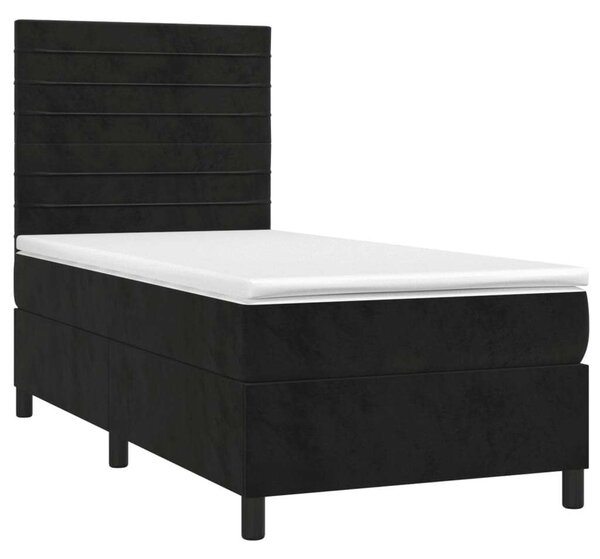 VidaXL Ágy - Fekete Bársony - 90x190 cm - LED