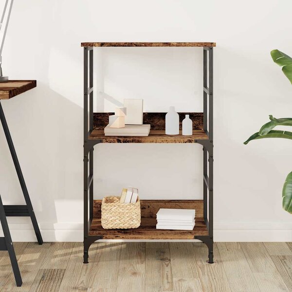 Antik fa színű szerelt fa könyvszekrény 50 x 33 x 82 cm