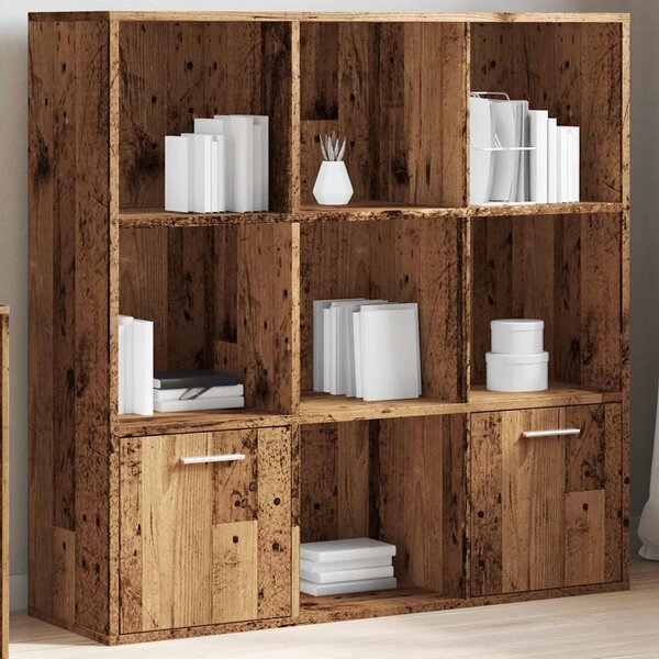 Antik fa színű szerelt fa könyvszekrény 98 x 29 x 97,5 cm