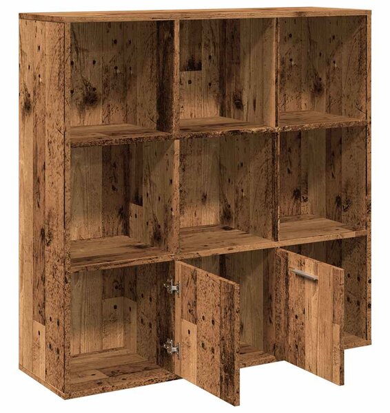 Antik fa színű szerelt fa könyvszekrény 98 x 29 x 97,5 cm