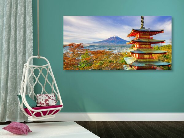 Kép kilátás Chureito Pagoda-ra és a Fuji hegyre