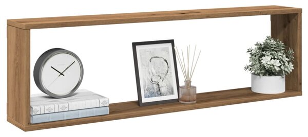 VidaXL 2 db kézműves tölgyszínű szerelt fa fali kockapolc 100x15x30 cm