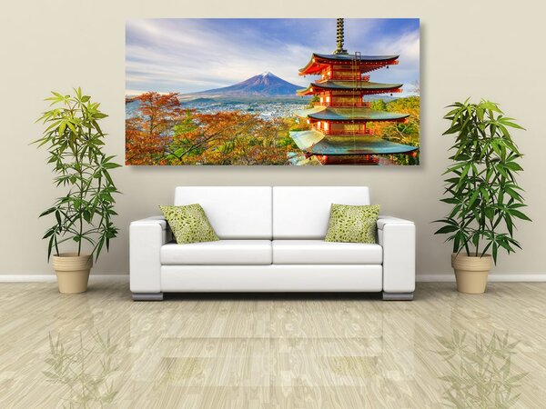 Kép kilátás Chureito Pagoda-ra és a Fuji hegyre
