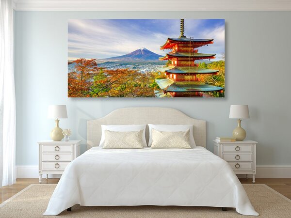 Kép kilátás Chureito Pagoda-ra és a Fuji hegyre
