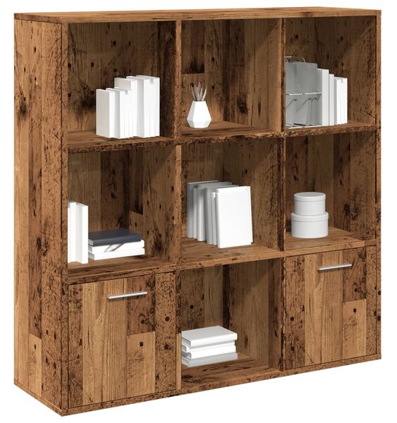 Antik fa színű szerelt fa könyvszekrény 98 x 29 x 97,5 cm