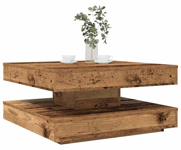 Antik fa dohányzóasztal 360 fokban forgatható 70x70x34,5 cm