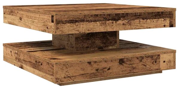 Antik fa dohányzóasztal 360 fokban forgatható 70x70x34,5 cm