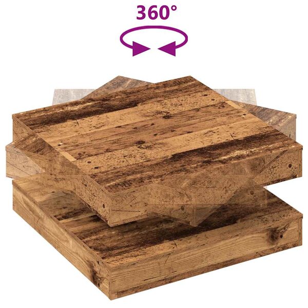 Antik fa dohányzóasztal 360 fokban forgatható 70x70x34,5 cm