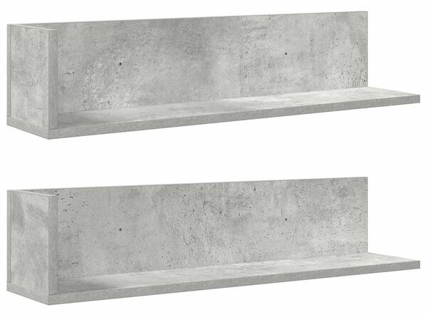 2 db betonszürke szerelt fa fali polc 75 x 16,5 x 16,5 cm