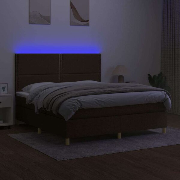VidaXL LED-es Ágy - Barna Szövet - 180x200 cm