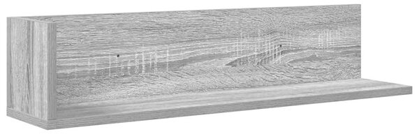 2 db szürke sonoma színű szerelt fa fali polc 75x16,5x16,5 cm
