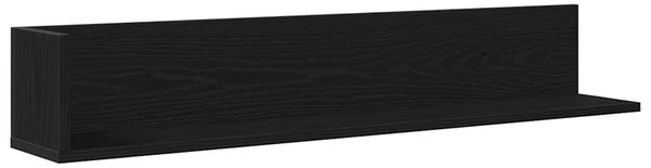 2 db fekete szerelt fa fali polc 100 x 16,5 x 16,5 cm